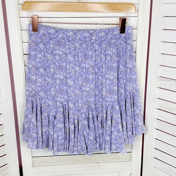 Aeropostale Y2K Floral Tie Waist Flippy Mini Skirt Purple Small - Picture 9 of 13